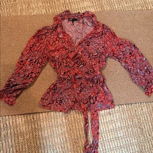 Maje Red Floral Blouse